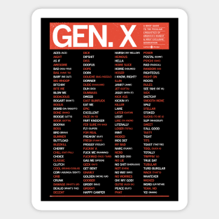 GEN X - SLANG GUIDE - RED Sticker